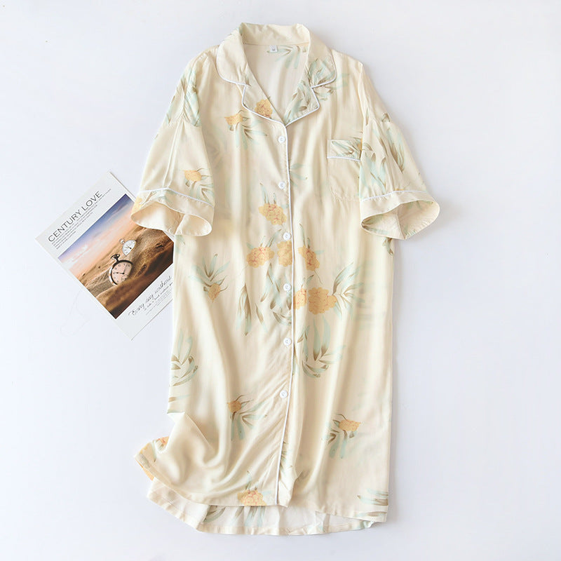 Cotton Sleeping Dress Cool Short Sleeves