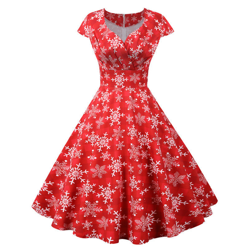Christmas short sleeve dress women