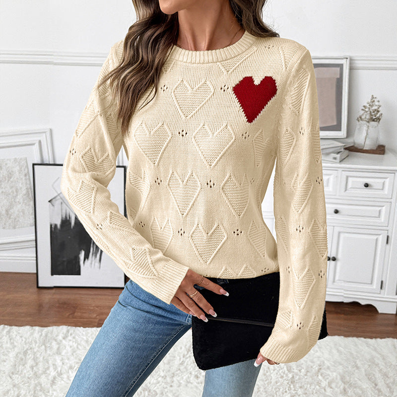 Valentine's Day Love Crew Neck Pullover Sweater Women