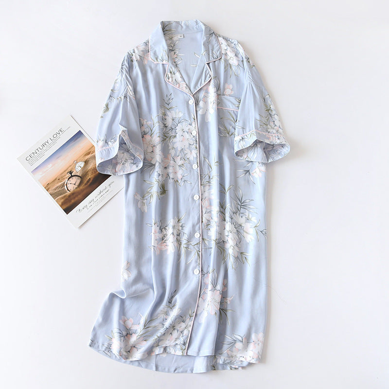 Cotton Sleeping Dress Cool Short Sleeves