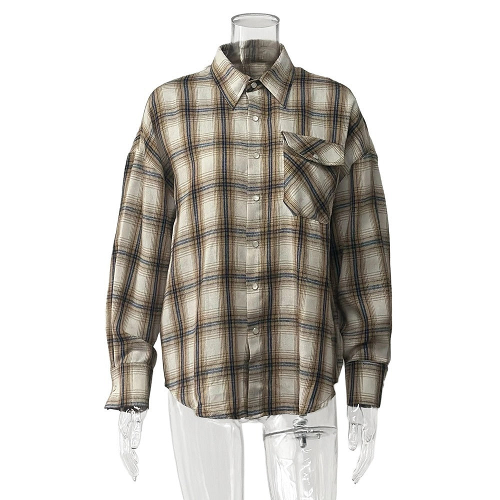 European And American Plaid Tup Cardigan