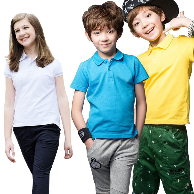 Children's Polo Shirt With Solid Color Cotton Lapel