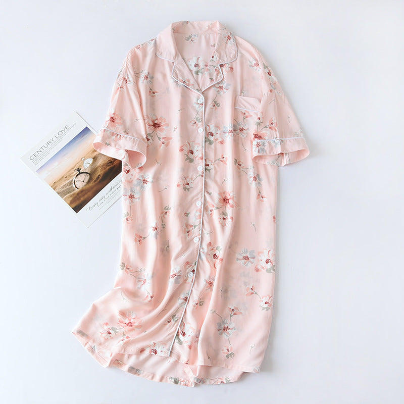 Cotton Sleeping Dress Cool Short Sleeves