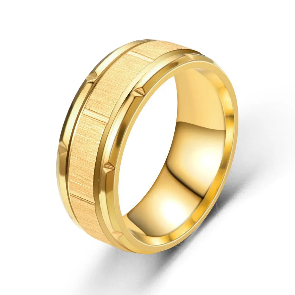 Stainless Steel Rings for Men, Colors: Black Golden Silvery Color, US Sizes 6-13, Men's Simple Band Rings