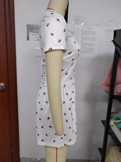 Women's Casual And Comfortable Short-sleeved Top Shorts Home Wear Suit