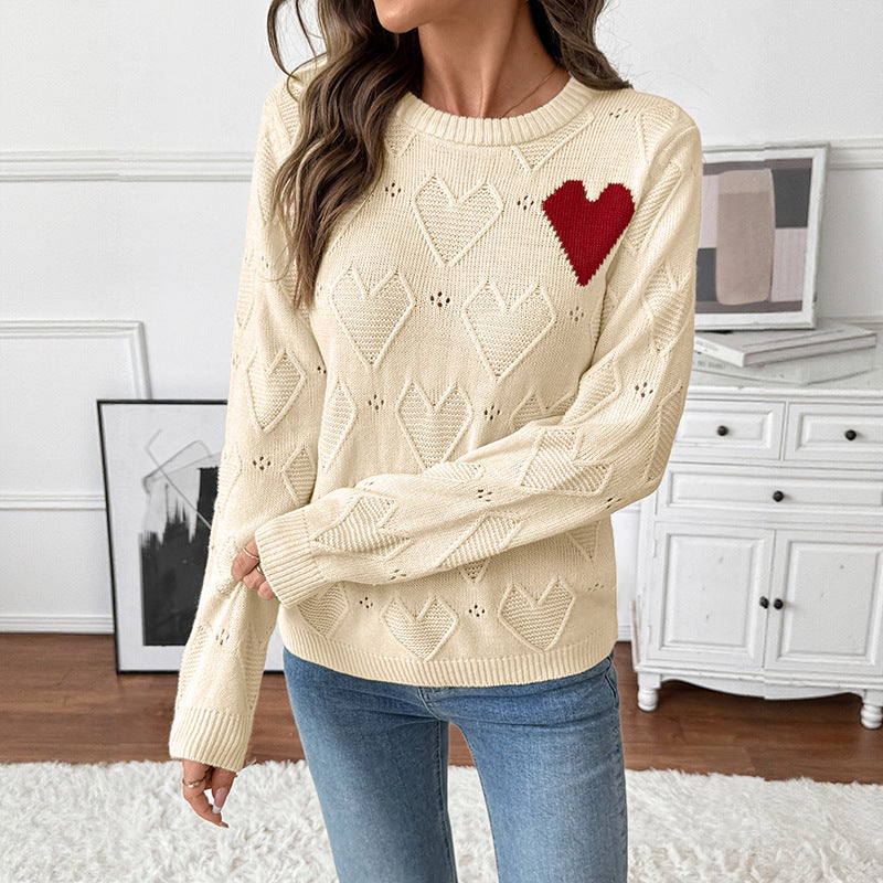 Valentine's Day Love Crew Neck Pullover Sweater Women