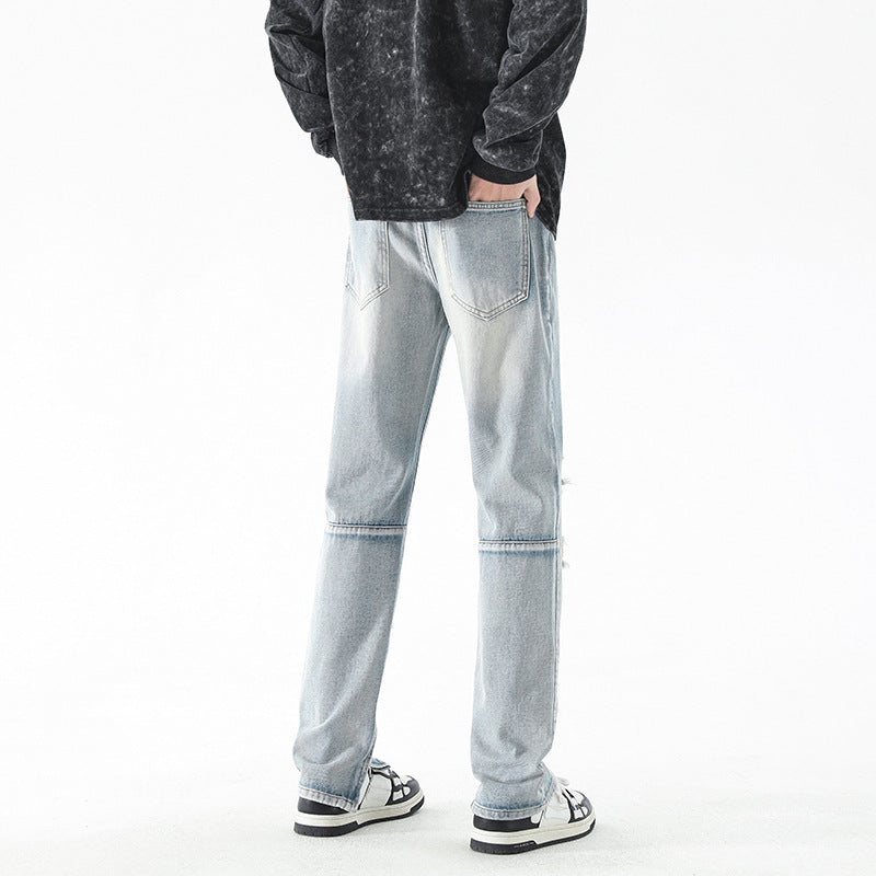 American-style Ripped Vintage Jeans For Men