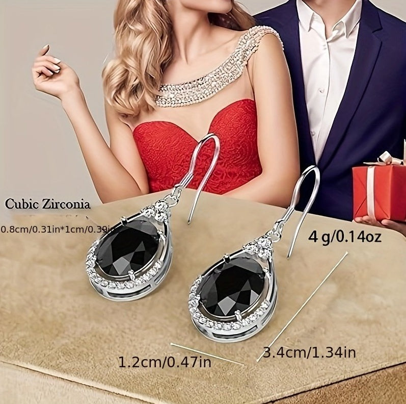 Elegant Black Cubic Zirconia Drop Earrings