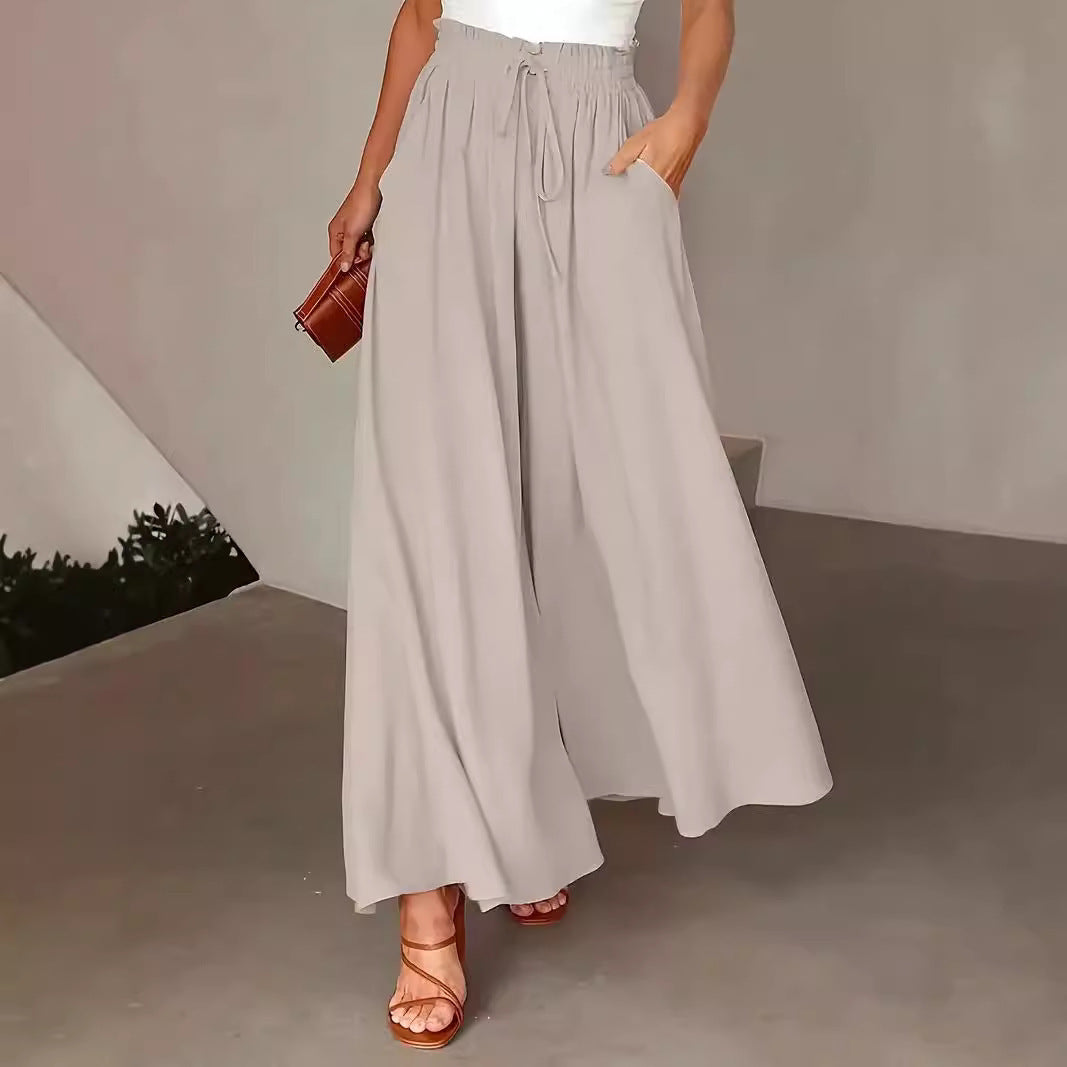 Women's Wide-leg Pants Elastic Waist Polka Dot Print