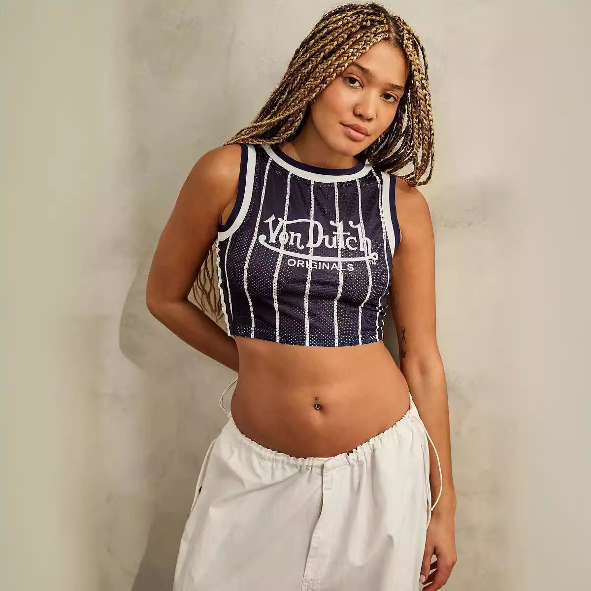 Summer European And American Tight Cropped Tank Top Letter Embroidery Fashion