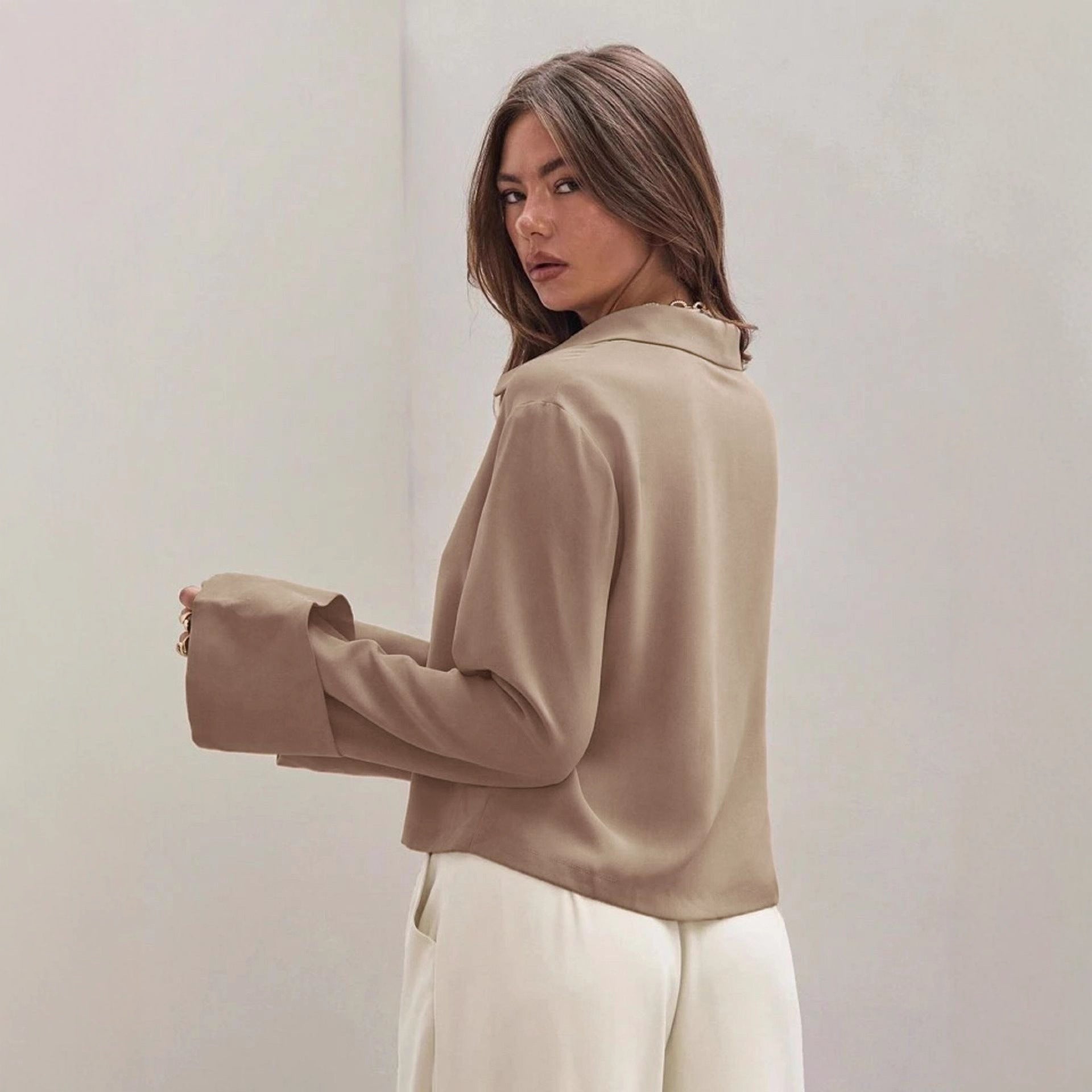 Women's Long Sleeve Bowknot Cardigan Lace-up Shirt