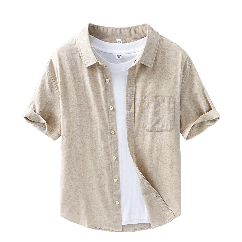 Thin Menswear Linen Short Sleeve Shirt
