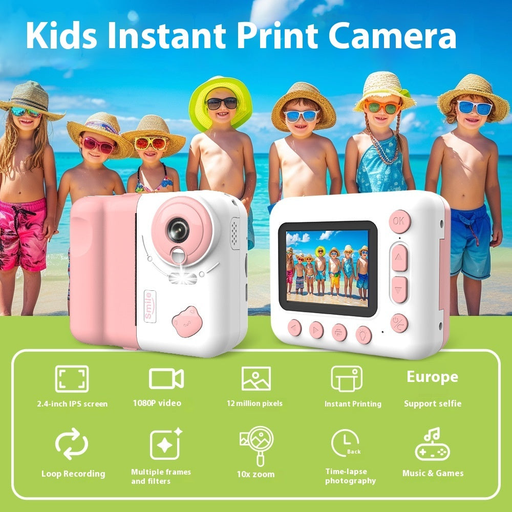 Children's Print Camera 1080p Selfie HD Video Polaroid