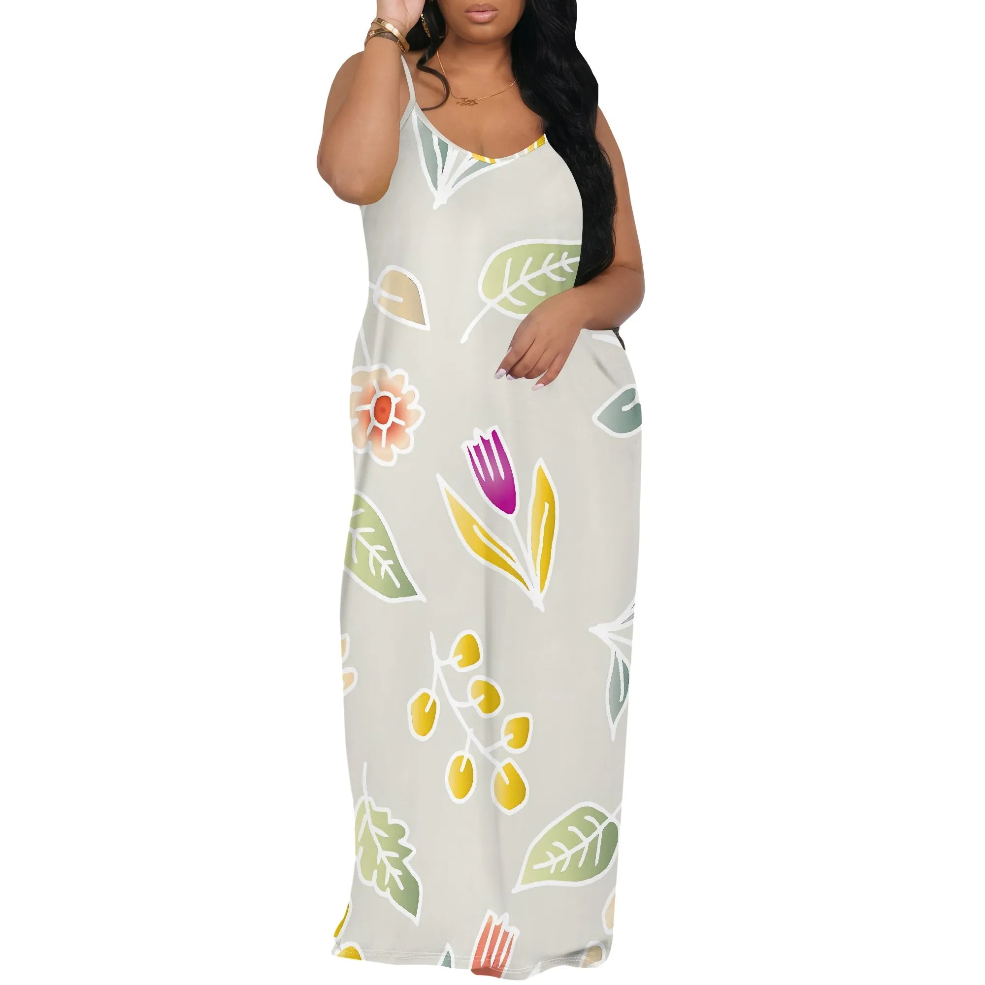 Women's clothing 2025 spring/summer new custom casual loose floral dress with suspender skirt