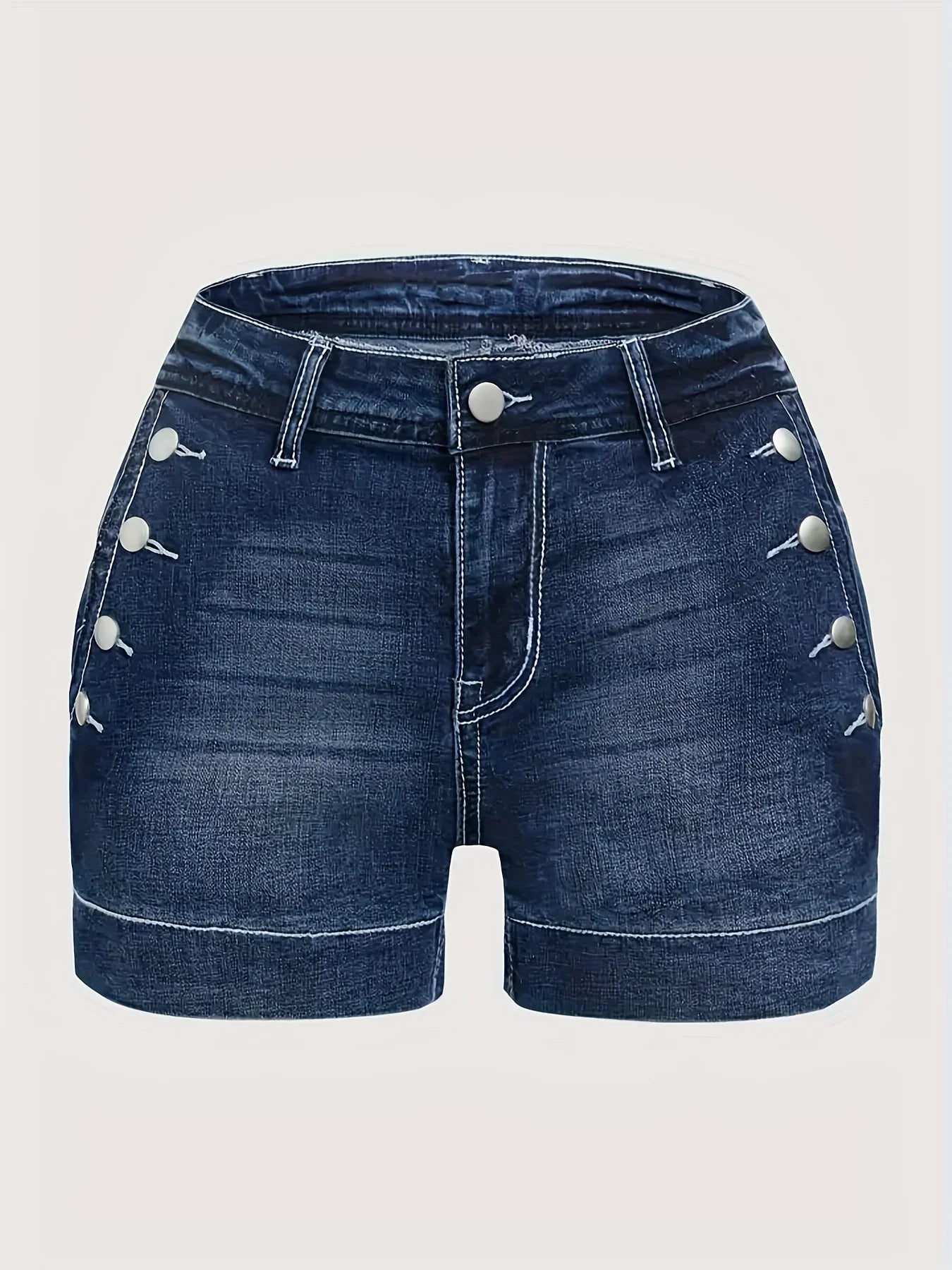 Summer New Women Korean Denim Shorts Pants Lady Mid-Waist Elastic Slim Fit Hot Pants Female Sexy Deep Blue Hip Wrapping Jeans