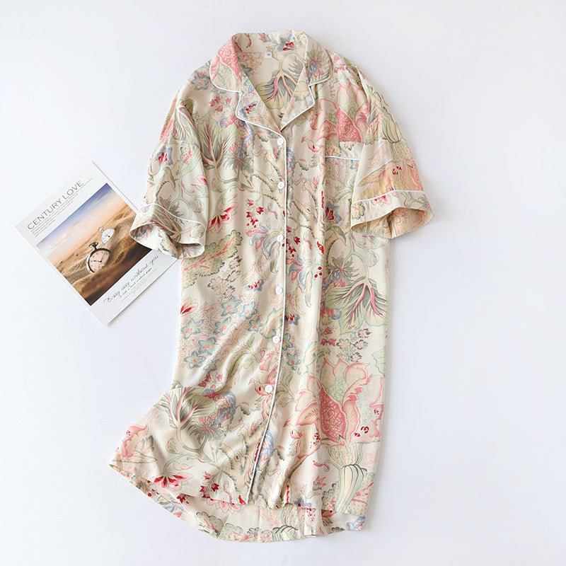 Cotton Sleeping Dress Cool Short Sleeves