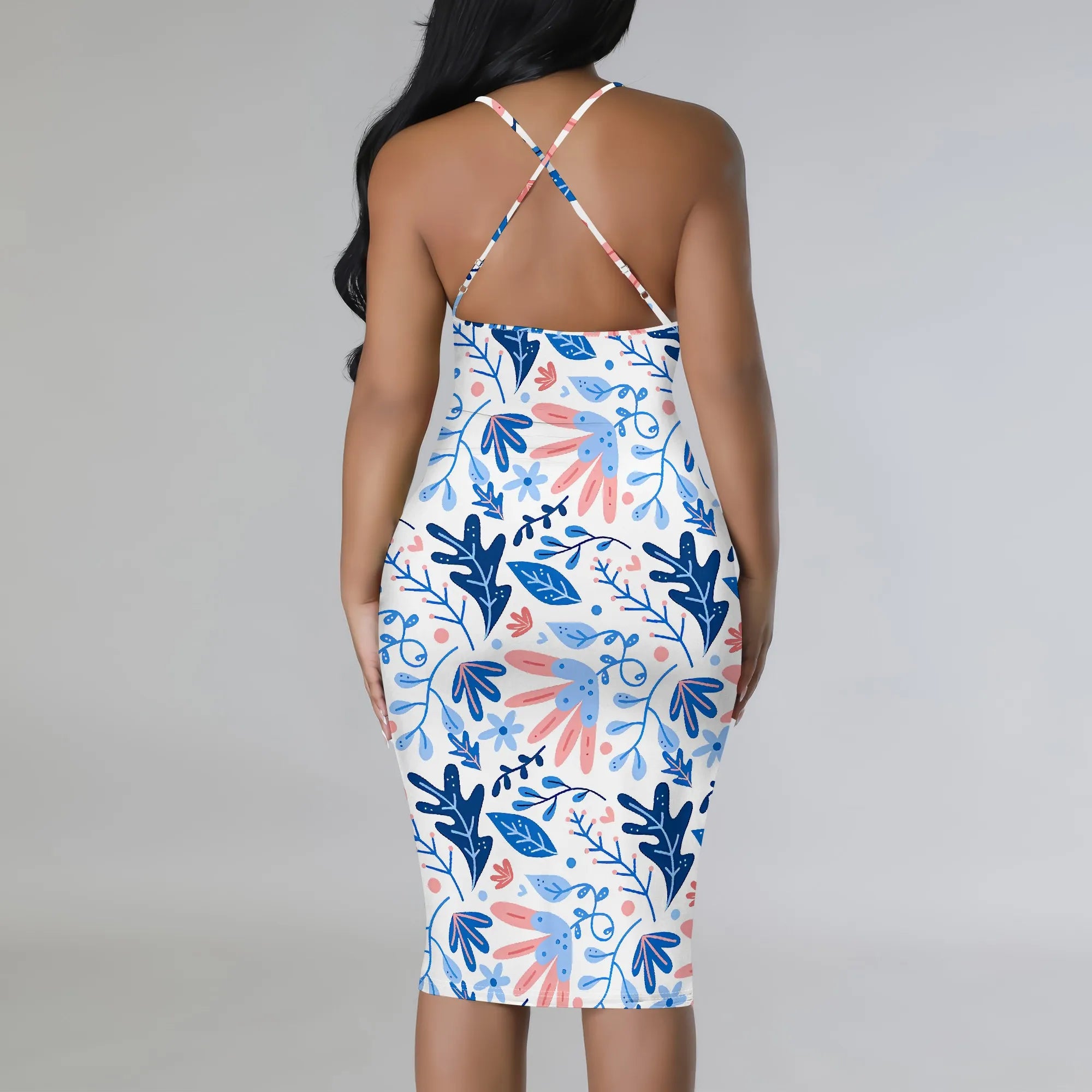 Women's clothing 2025 spring/summer new custom casual loose floral print hollow suspender dress