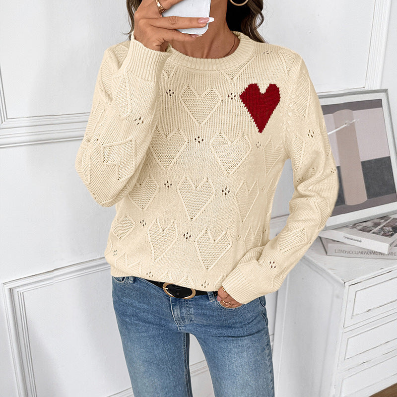 Valentine's Day Love Crew Neck Pullover Sweater Women