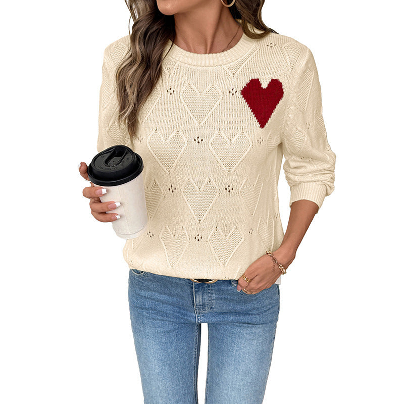 Valentine's Day Love Crew Neck Pullover Sweater Women