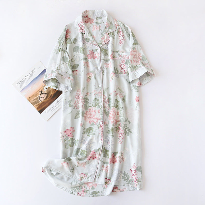 Cotton Sleeping Dress Cool Short Sleeves