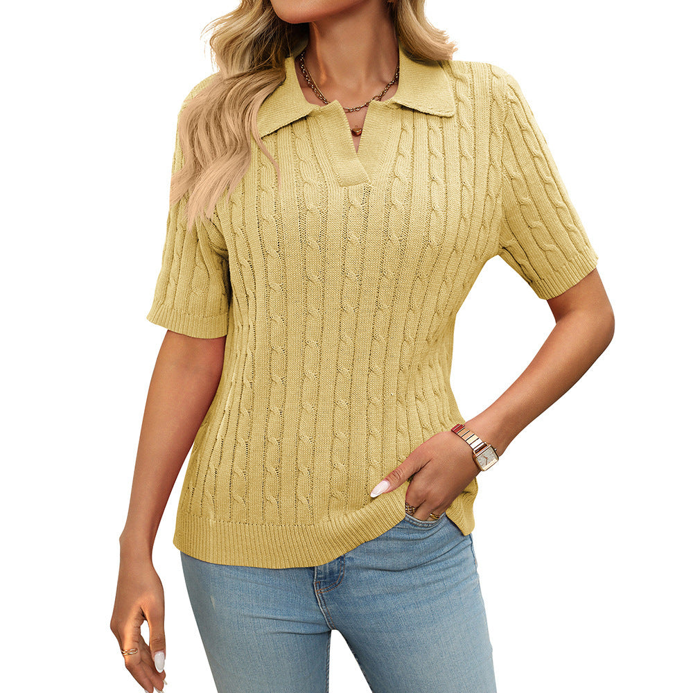 Sweater V-neck Knitted Pullover