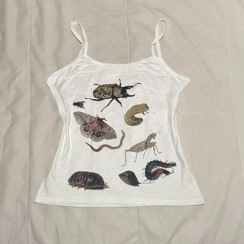 90s summer aesthetic clothing women's crop top women's Y2k style printed sleeveless women's sexy vest streetwear